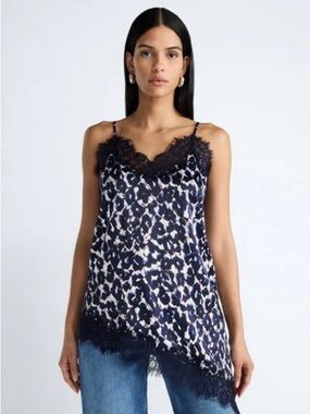 Devil Wears Prada Animal Print Asymmetrical Lace Cami Blouse Women's Plus XXL